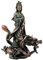 StealStreet Buddhismus-Statue Kuan Yin mit Drache, bronzefarben