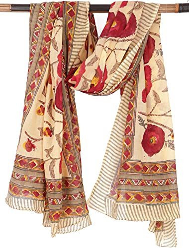 GURU SHOP Leichter Pareo, Sarong, Handbedrucktes Baumwolltuch - Farb Kombination 21, Herren/Damen, Baumwolle, 190x120 cm