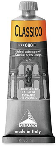 MAIMERI CLASSICO 60 ml, Extra feine Künstlerölfarbe, Farbton Kadmiumgelb orange