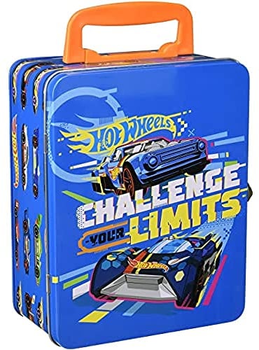 Theo Klein 2883 Hot Wheels Storage Case I Made of Metal I With Storage Compartments for up to 18 Cars I Dimensions: 21 cm x 15.5 cm x 8.5 cm I Toy for Children Aged 3 Years and up Multi - Colored
