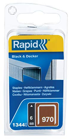 Rapid Tackerklammern Typ 970, 6mm Klammern, 1.344 Stk., Flachdrahtklammern für Black & Decker Hand- und Elektrotacker