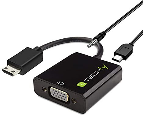 Techly 302921 Cavo Convertitore Adattatore da HDMI™ Mini C a VGA con Micro USB e Audio Nero