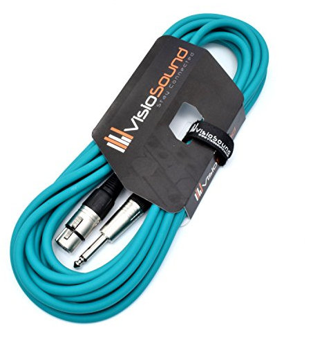 VisioSound Female XLR to 6.35mm 1/4 Mono Jack Lead/Microphone/Signal Cable / 6 Colours 6m Green