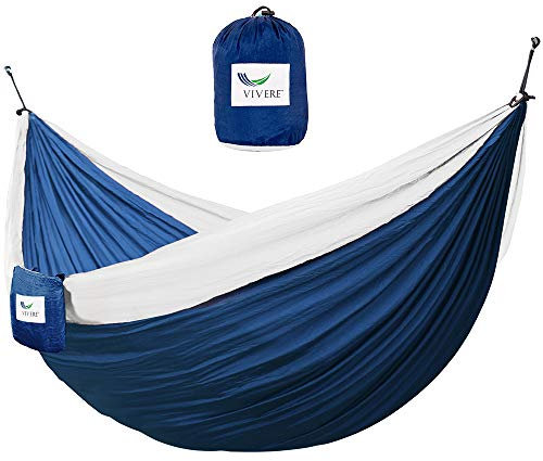 Vivere Doppel-Fallschirmhängematte, Marineblau/Weiß