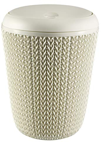 Curver Tricot Poubelle de Salle de Bain Tricot, Plastique, Blanc Cassé, 22.4 x 29.5 cm