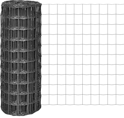 vidaXL Gartenzaun 10x1m 100x100mm Grau Gitterzaun Wildzaun Maschendraht Zaun