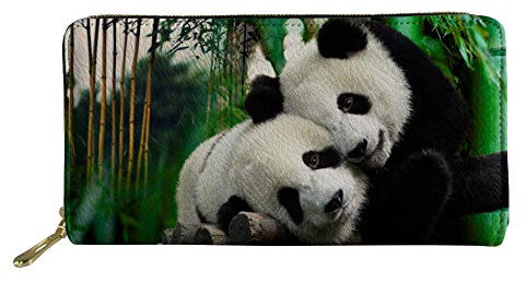 HUGS IDEA Fashion Animal Print Frauen Lange Geldbörse Leder Geldbörse, Panda-Liebhaber, Einheitsgröße, Reisebrieftasche