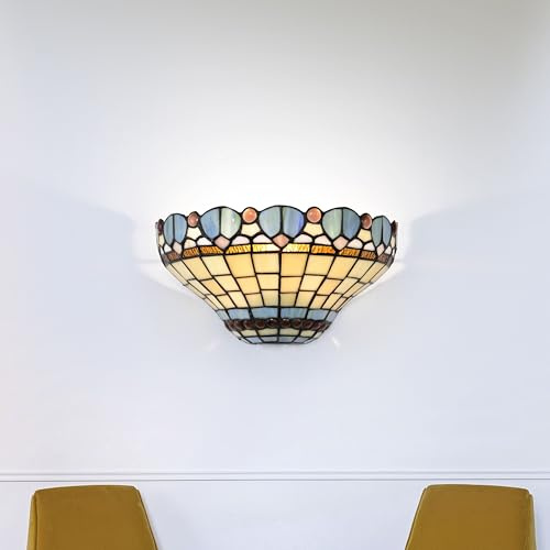 Home Supplies Tiffany Wall Lights for Living Room, Wall Lamps Stained Glass Contemporary Wall Lights for Bedrooms and Lounge 7x13 inches (HxW) (Red Dragonfly)