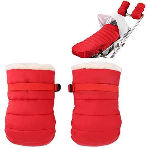PYapron Handwärmer, Mture Handschuhe Handmuff Muff Mit Fleece Innenseite, Wasser- Und Windabweisend, Atmungsaktiv Fingerwärmer, Universalgröße Für Kinderwagen, Buggy, Radanhänger,22.5X15x7cm,Rot