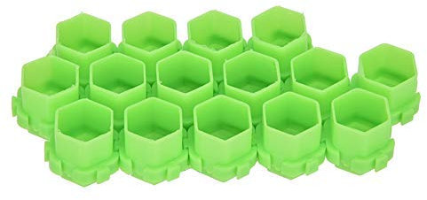 Tattoo Ink Cup, Sechseckige Tintenbecher zum Tätowieren, mehrfarbige Bienenstock-/Wabenkappen für Tätowierer, Beutel mit 200 Stück(Grün)