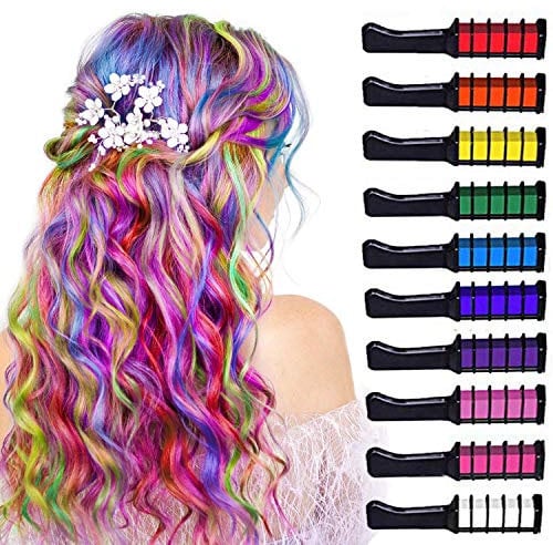 Deluxe Hair Chalk Set For Girls, 10 Washable Colour Brush, Available For Party Hair Dressing, Birthday Gift For Kids