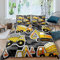 Loussiesd Kinder Jungen 155x220 cm Bettwäsche Set Karikatur Bagger Bettwäsche Dunkelgraues Gelb Baustelle Wagen Auto Bettbezug für Jugendliche mit 1 Kissenbezug Reißverschluss