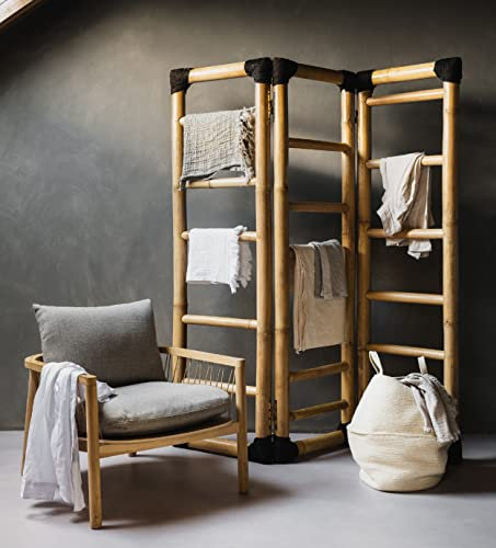 DE-COmmerce Raumteiler Shinto 180x180 cm Nature Bambus Paravent zum Aufstellen für Schlafzimmer oder Badezimmer Asiatische Trennwand Garten klappbar & wetterfest