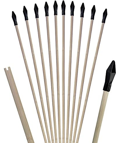 Ora-Tec 10er Pack Kinder Bogenschießen Bambus Ersatzpfeile - sichere 52cm Lange Bambuspfeile für Schießbogen als 10-er Set - Indoor und Outdoor Bogenpfeile Schießpfeile (10x Gummispitze-Pfeile)