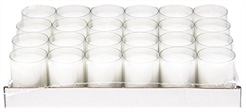 SOVIE CANDLES 4x Sovie® Refill Kerzen 24 Stück im Tray - Brenndauer ca. 24 Stunden | Perfekt für Feiern Party Gastronomie | 96 Kerzen | (Transparent)