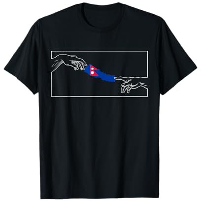 Silhouette Nepalesische Flagge Michelangelo Hände Nepal T-Shirt