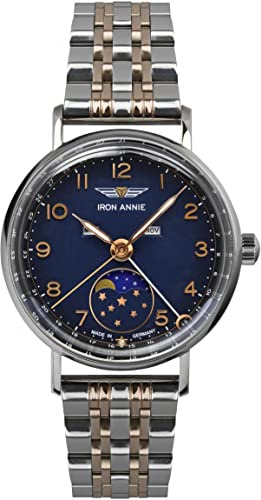 Iron Annie Damenuhr mit Edelstahl Gliederband Serie Amazonas Impressionen Mondphase Kalender 5977M-4