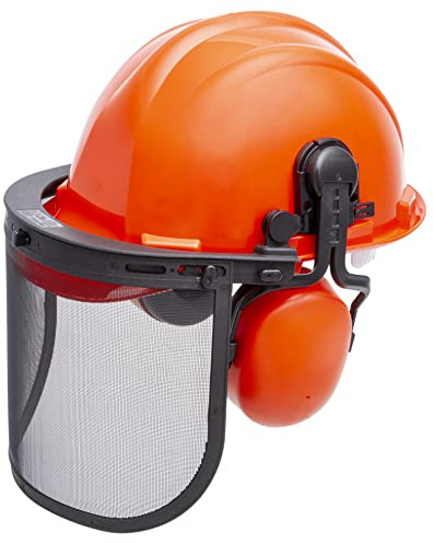 KRAMP Forsthelm Orange mit Stahlgittervisier und Ohrenschutz KH100200