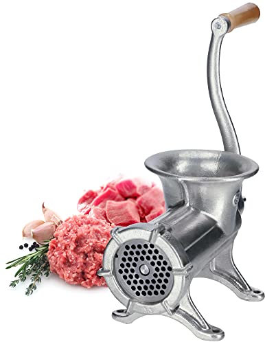 KADAX Picadora de Carne de Hierro Fundido, 6 Tamaños, Manual, Vintage, Galvanizada, para Moler Carne (Tamaño 22)