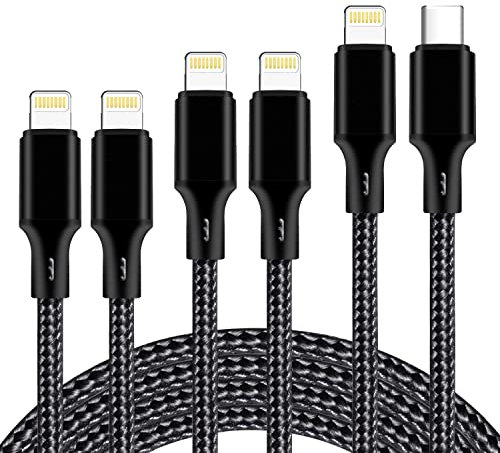 cugunu USB C to Lightning Cable 2Pack 6FT iPhone Charger Apple MFi Certified Power Delivery Fast Charging Cord Compatible with iPhone 13/12/11/XS/XR/X/8, iPad - Black