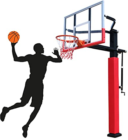 Basketball Stand Outdoor Lifting Basketball Hoop, Expansion Screw Installation Basket System, Height Adjustable 1.4-3.05m/4.6-10ft (Color : Red, Size : 140x90cm/55x35in)