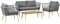 Outsunny Salon de Jardin en résine tressée 4 Places avec 1 canapé 2 fauteuils et 1 Table Basse 7 Coussins Inclus Gris