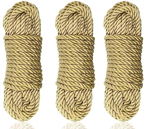 Aorgasms Weiche Baumwollseil Wäscheleinen - 3x5M 8MM Gedrehtes Seil Allzweck Baumwollseil, Haltbares Baumwollkordel Seil für Reise, Dekor, Haustierspielzeug, Handwerk, DIY, Innen und Außen (Gelb)