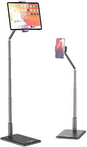 VIJIM Tablet-Bodenständer, Handy-Ständer für Aufnahmen, verstellbare Handy- und Tablet-Halterung für Boden, kompatibel mit iPad Pro Air Mini, Galaxy Tab, iPhone und 4,6-12,9 Zoll Geräten
