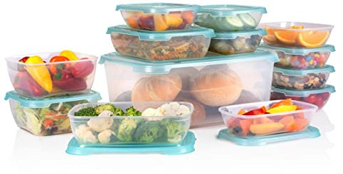 Alpina Frischhaltedosen mit Deckel 13 Teilig - Schalen für die Zubereitung von Mahlzeiten - Gefrierschalen - 8 x 500ML, 2x 1000ML, 2x 1150ML, 1x 6800ML - Mikrowellen-, Gefrier- und Spülmaschinenfest