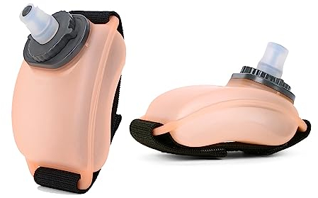 GQC Sport Trinkflasche Praktische Handgelenk Wasserflasche, Tragbare Sports Wasserversorgung Trinken Flasche Auslaufsicher Trinkflaschen Laufen Joggen Outdoor Gym Radfahren 200 ml Rosa