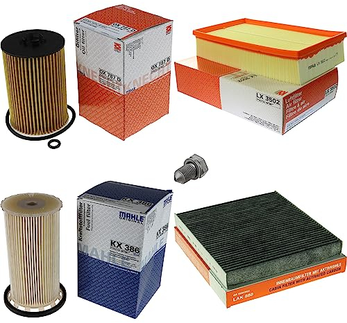 Inspektionspaket Wartungspaket Filterset mit Ölfilter OX 787D, Luftfilter LX 3502, Kraftstofffilter KX 386, Innenraumfilter (Aktivkohle) LAK 888, Verschlussschraube