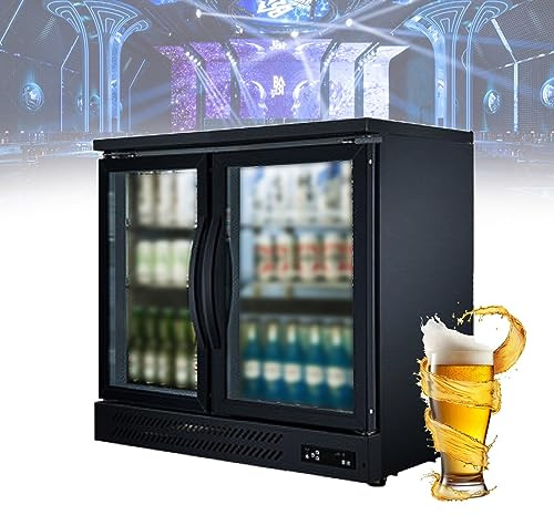Armoire réfrigérée de bar de 36 pouces avec fonction de désembuage Armoire à bière de bar Vitrine de boissons refroidie par air intégrée Congélateur commercial à double porte ( Color : Double Door , S