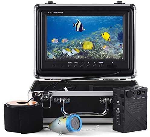 KOCAN Kamera zum Eisfischen, 1200TVL Unterwasser Angelkamera Fischfinder mit 12 IR LEDs 7 Zoll/9 Zoll LCD Display 15M/30M/50M Kabel IP68 Wasserdicht für Sea Lake Boot Eisangeln