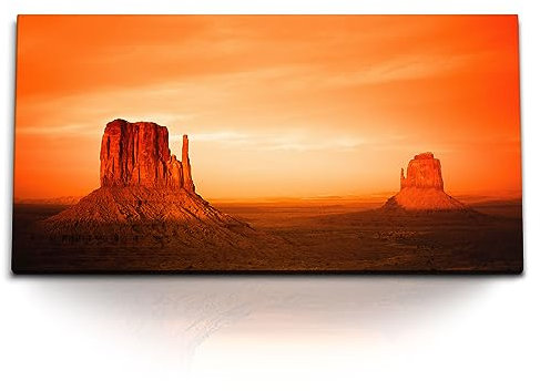 Paul Sinus Kunstdruck Bilder 120x60cm Grand Canyon USA roter Himmel Abendrot Felsen
