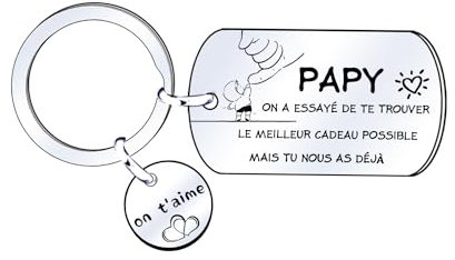 MNBVBV Porte-clés Papi je t'aime porte clef papy je t'aime cadeau papy anniversaire cadeau fête des grands pères et fête des pères -porte clefs famille cadeau homme anniversaire Noël naissance (3)