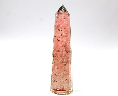 Prajet Energized Orgonite Faceted Massage Wand Stick Copper Chokurei Reiki Holy Pious Healing Crystal Divine Approx. Size 4.5 - 5 Long and 1 Thick. (Rose Quartz Orgone Obelisk)