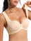Lingesxy Push Up Padded Bra, Widen Straps Seamless Stretch Underwire Lift Up T-Shirt Bras Add 2 Cups, Beige Bra, 34D