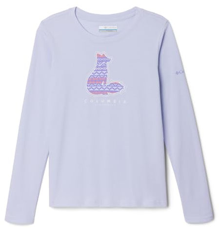 Columbia Mädchen Hazeldel Hill Langarmshirt mit Grafik Langärmeliges T-Shirt, Schneeverwehung/Foxy Madras, 152