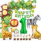 Dschungel Deko 1. Geburtstag, Wild One Luftballon, Folienballon Waldtiere, Ballons Grün Tortendeko Tiere, Safari Geburtstagsdeko für Mädchen Junge