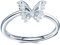 MICMIF Bandring Schmetterling 925 Sterling Silber Ringe für Damen Frauen Mädchen Einstellbare Ring Zirkonia Schmetterling Silberringe Schmuck
