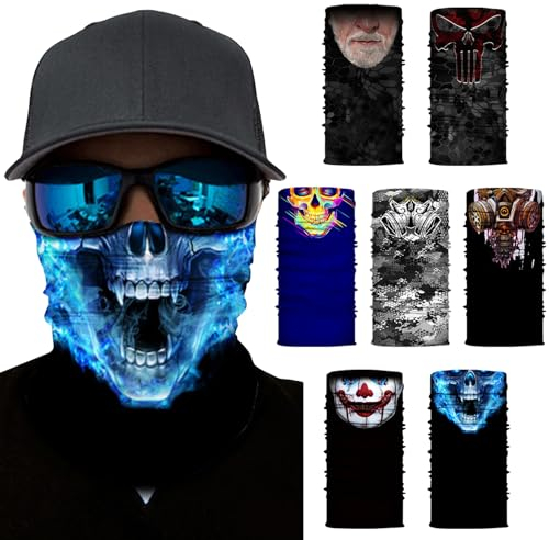 Mask, Sturmmaske, multifunktionstuch, Schal-Mundschutz mit elastischem Schlauch, Schalmaske, Gesichtsmaske für Herren/Damen, Verwendet für Motorräder, Fahrräder, Skifahren.(Sieben -Stück -Anzug)