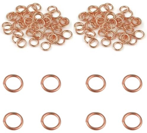 Open Jump Rings, 6 mm Small Metal Split Rings for Necklace Bracelet Jewellery Making DIY, Rose Gold