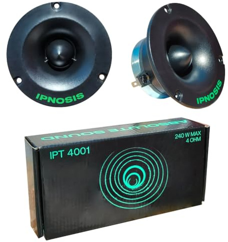 KIT SET PER IPNOSIS IPT4001 2 tweeter da 120 watt rms e 240 watt max, da 4 10 cm 100 mm di diametro, impedenza 4 ohm, 107 db spl, con magnete al neodimio, a coppia