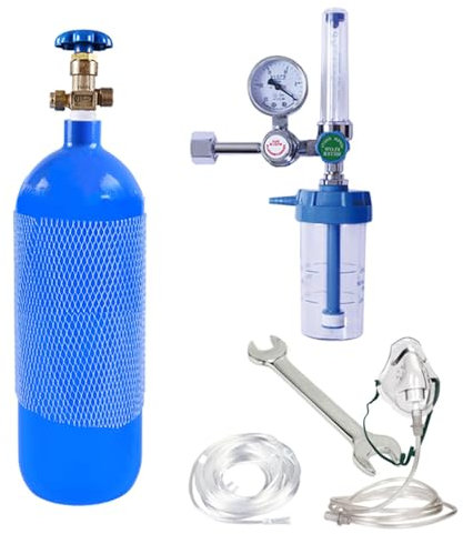 botella de Lata de oxígeno Juego completo de tanque de cilindro de oxígeno, Contenedores de almacenamiento de oxígeno portátiles médicos Recipiente de botella con máscara y snorkel para viajes/hogar/h