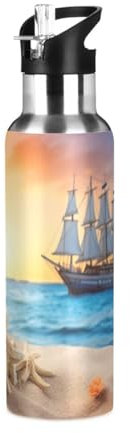 Waassud Borraccia termica in acciaio inox con cannuccia, per sport e bici, 907,2 g