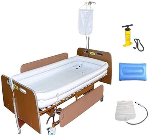Duschen am Bett Aufblasbare Badewanne Aufblasbares Duschbadewannensystem aus PVC - Behindertenbadewanne - Badewannenbecken für Erwachsene im Bett mit Wasserbeutel für behinderte, bettlägerige, ältere