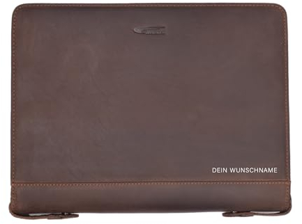MENZO Lederschreibmappe, Dokumentenmappe, echtes Büffelleder Ledermappe, Schreibmappe, Businessmappe, Messenger Bag, Mappe für Ringeinlagen, Konferenzmappe, Ledermappe, (Marrone/personalisiert)