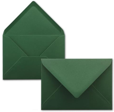 Briefumschläge in Moosgrün- 50 Stück - DIN C5 Kuverts 22,0 x 15,4 cm - Nassklebung ohne Fenster - Weihnachten, Grußkarten - Serie FarbenFroh