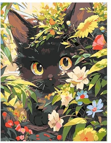 Diamond Painting Katze Cat,Diamond Painting Erwachsene Blume, Tier Diamond Art Erwachsene Set Home Wand Dekor for Gift(30x40cm)