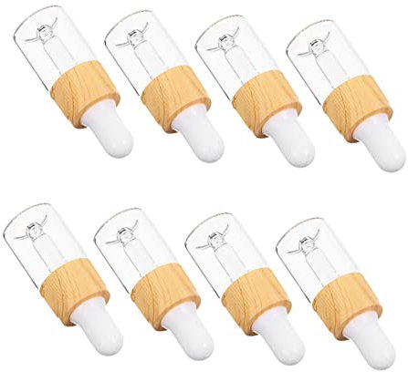 HONMEET 8stücke Nachfüllbare Glasflaschen Mit Pipette Für Ätherische Öle Holzoptik Reisefreundliche Tropfflaschen Für Und Diy-proben Praktisch Und Auslaufsicher